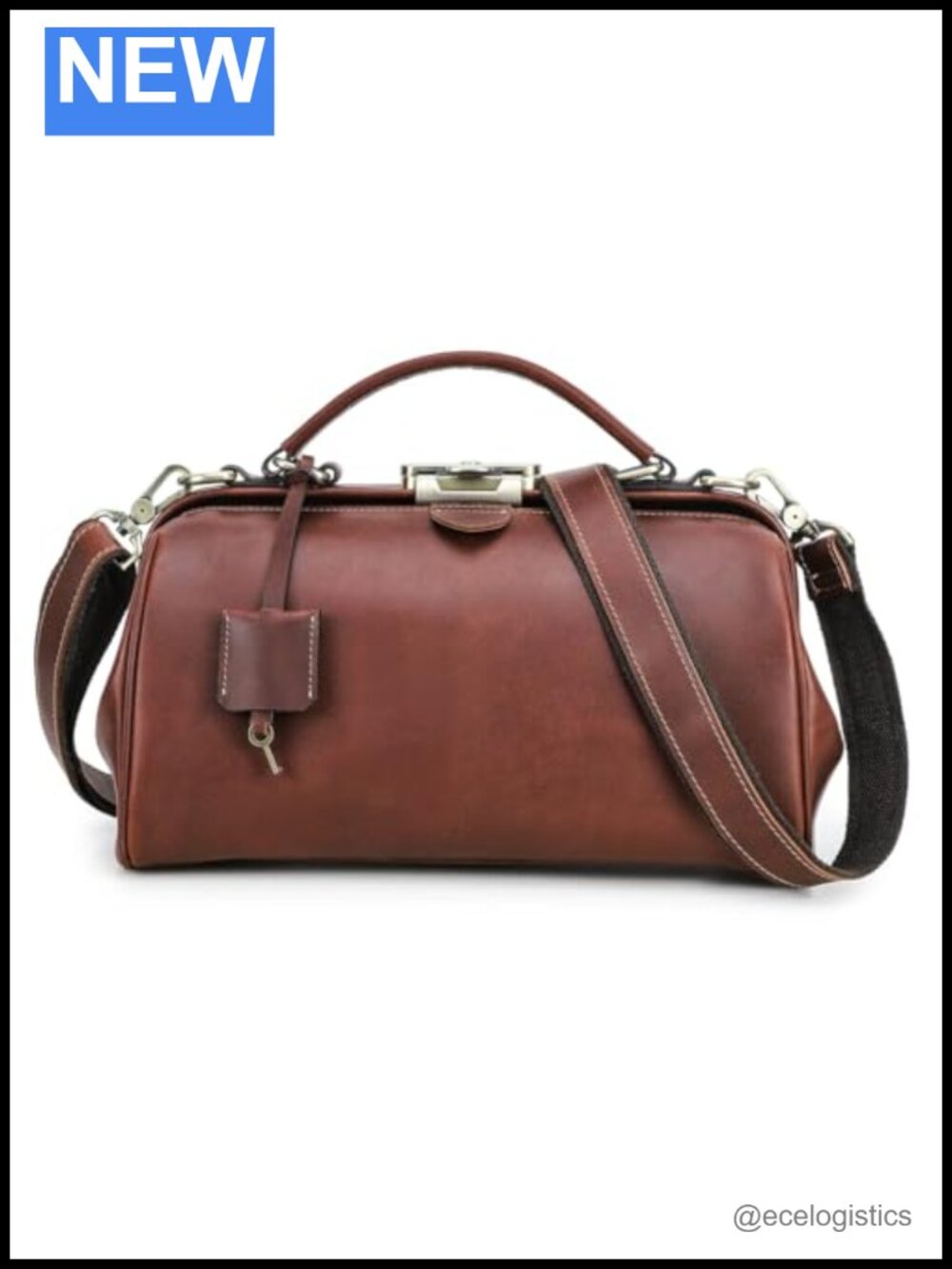 Vintage Doctor Bag Purse Women Full Grain Leather Top Handle Handbag with Lock